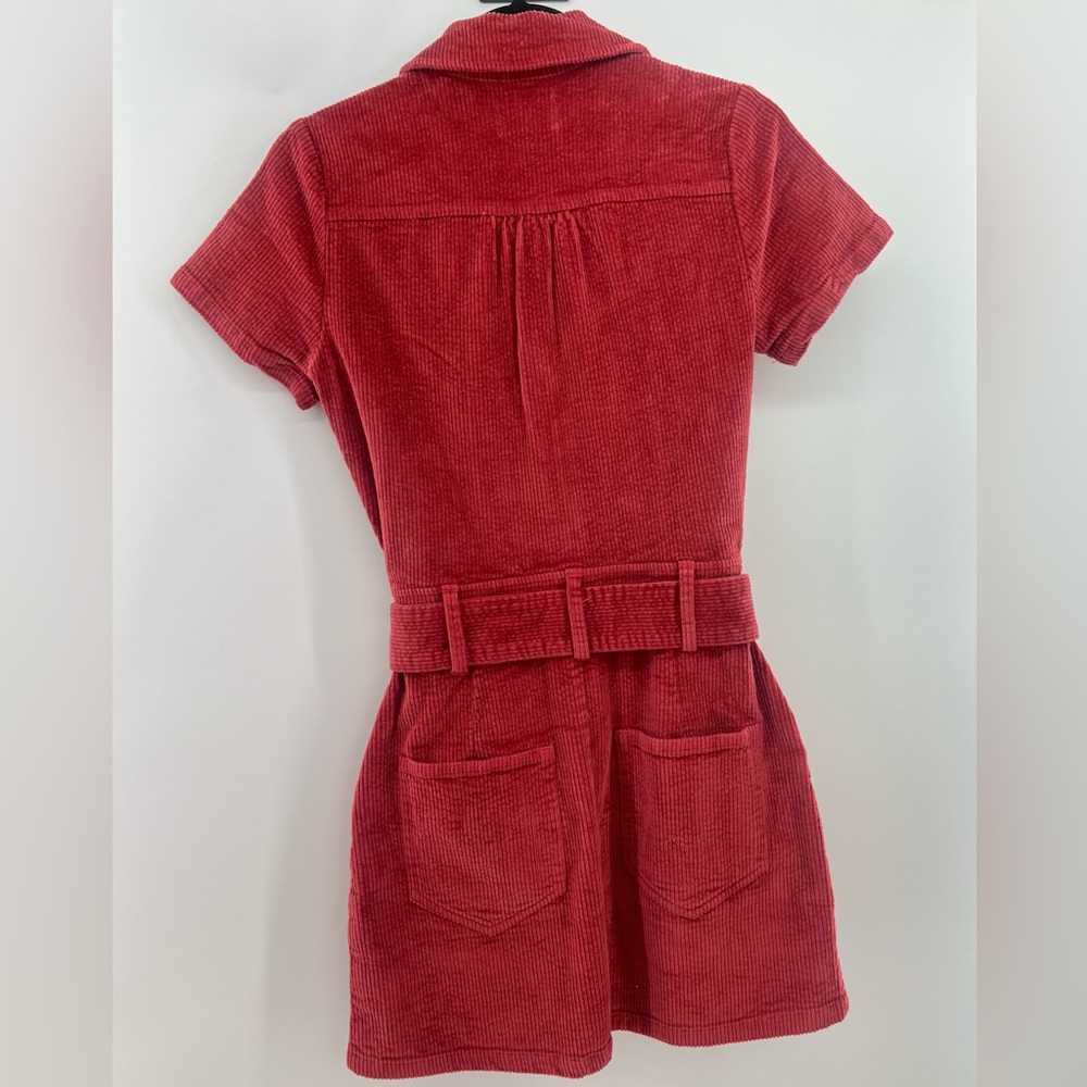 Show Me Your MuMu Outlaw Dress Rose Red Corduroy Gold Buckle Mini Dress XS - Picture 7 of 13